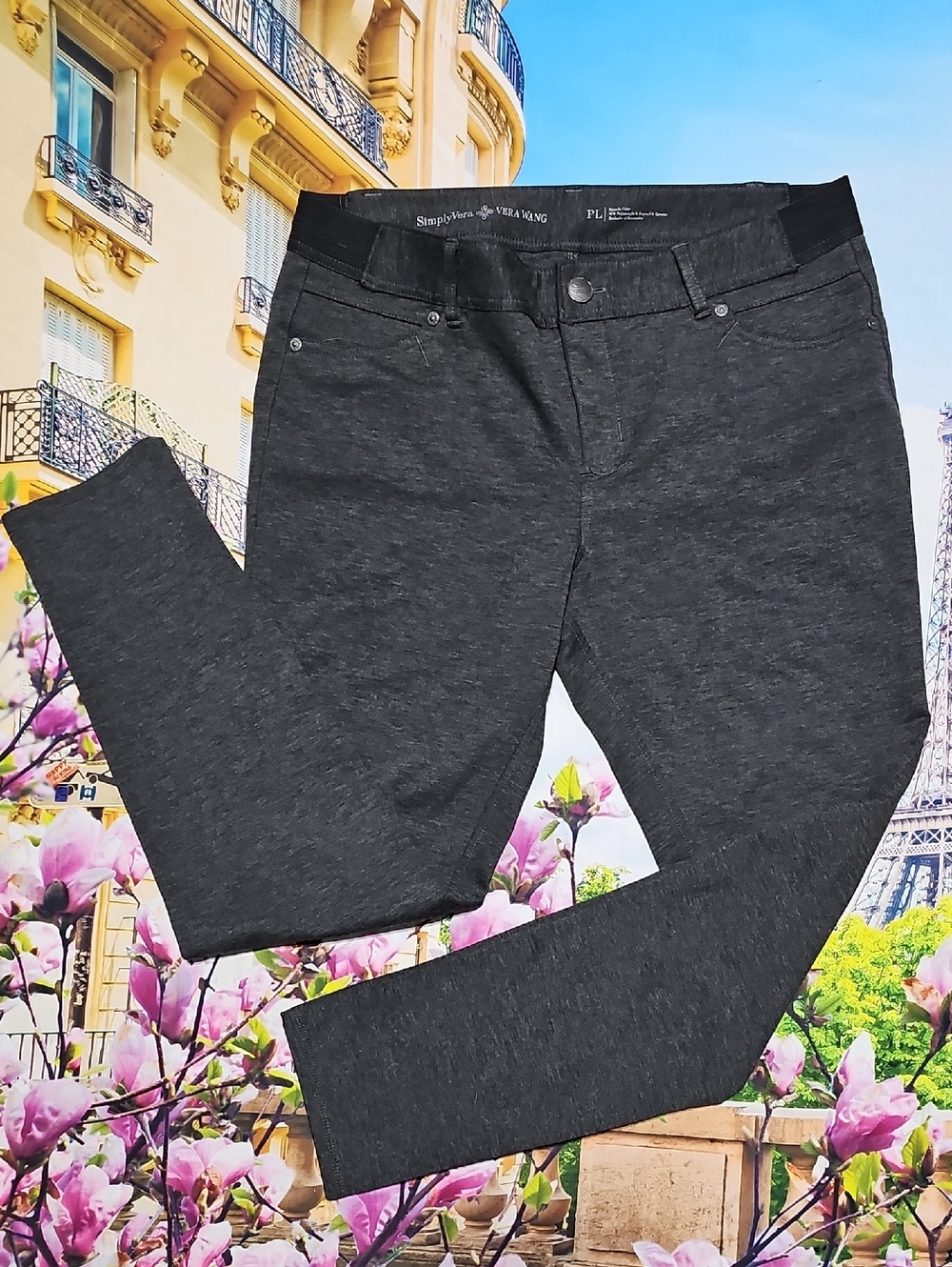 Simply Vera Vera Wang Dark Gray Leggings Pants Size PL Petite Large - Picture 2 of 5